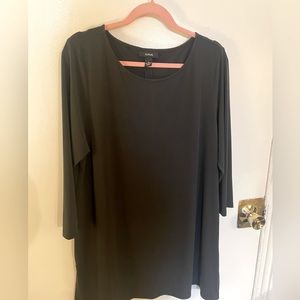 Alfani 3/4 sleeve silky tunic, black, XL.